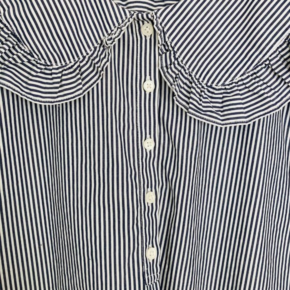 J Crew Oversized Ruffle-collar Shirt in Stripe, Size 6 - Picture 4 of 13